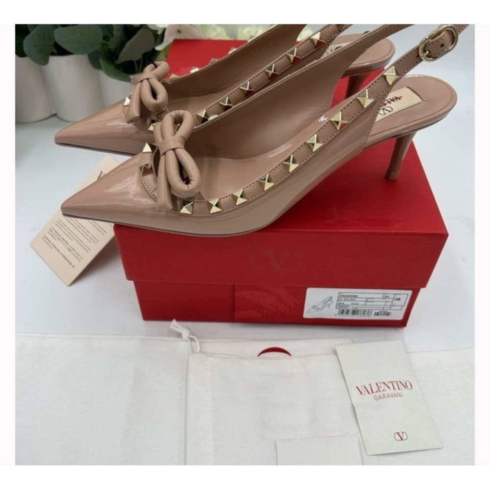 Valentino Garavani rock stud 60 patent leather sling back pumps size 38 - Picture 7 of 10